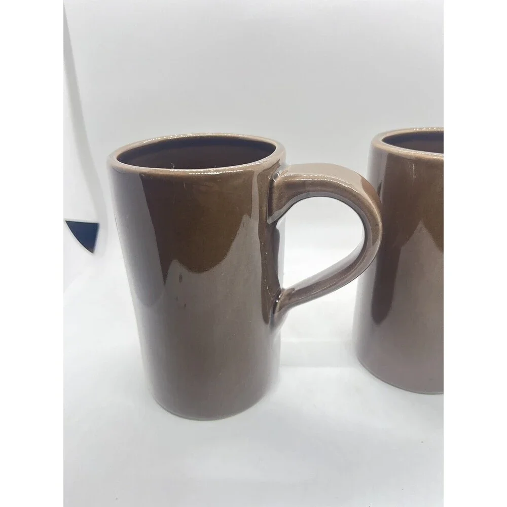 Pottery Barn Studio Mugs by Barbara Eigen Tall Coffee Mugs Set of 2 Brown